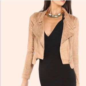 SHEIN Faux Suede Coco Cropped Moto Jacket Size Small